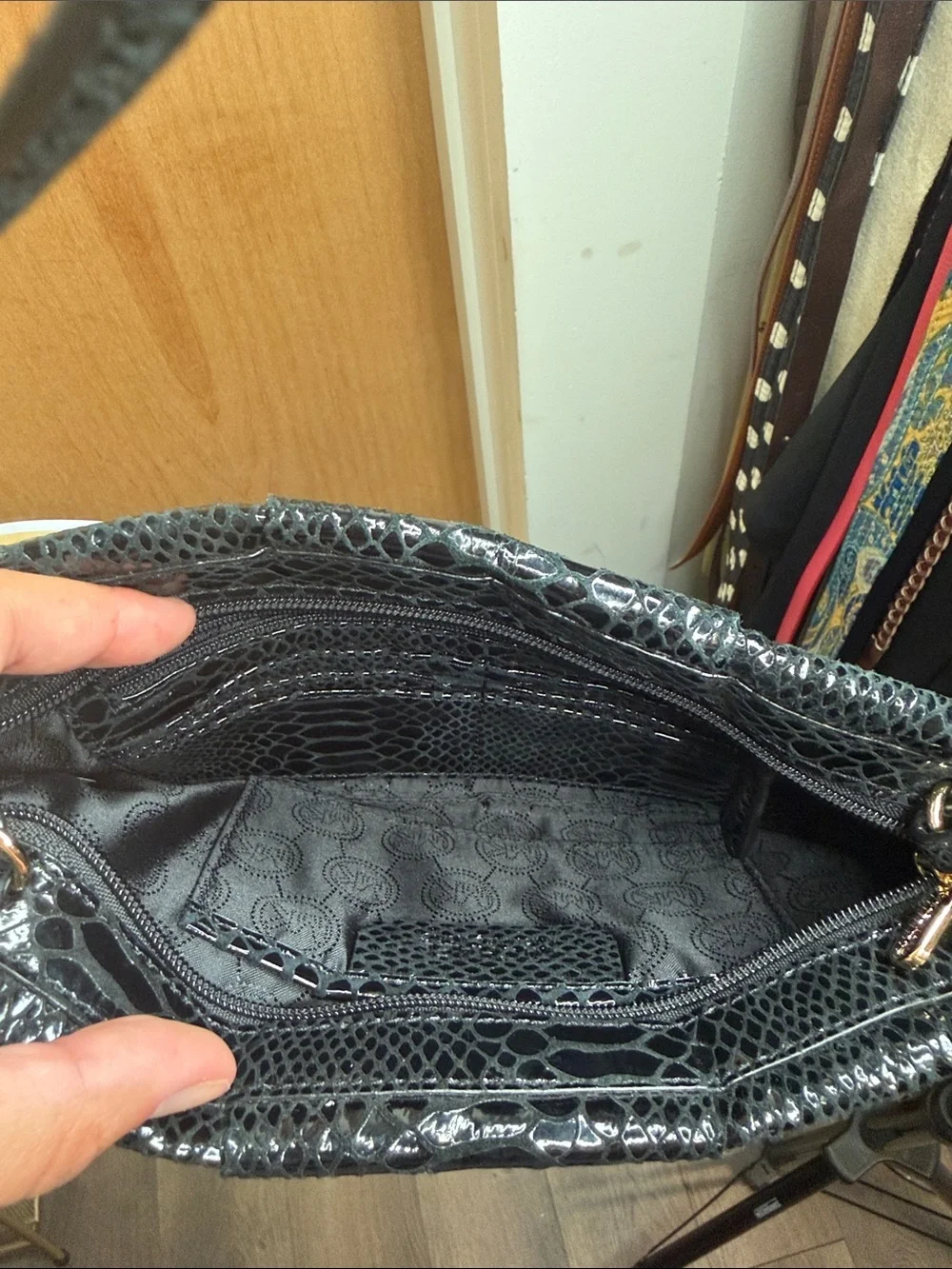 NWT! Michael Kors Black Snakeskin Embossed Shoulder Bag - Clutch Purse